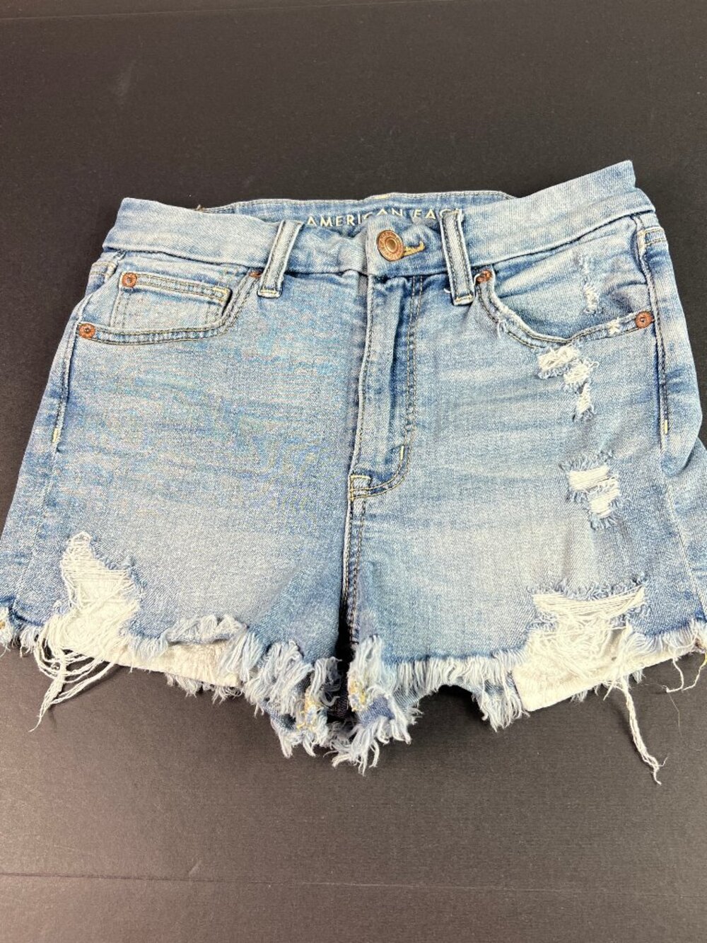 American Eagle Shorts Womens 27W* Curvy High Rise Shortie Blue Denim Jorts Tag 2